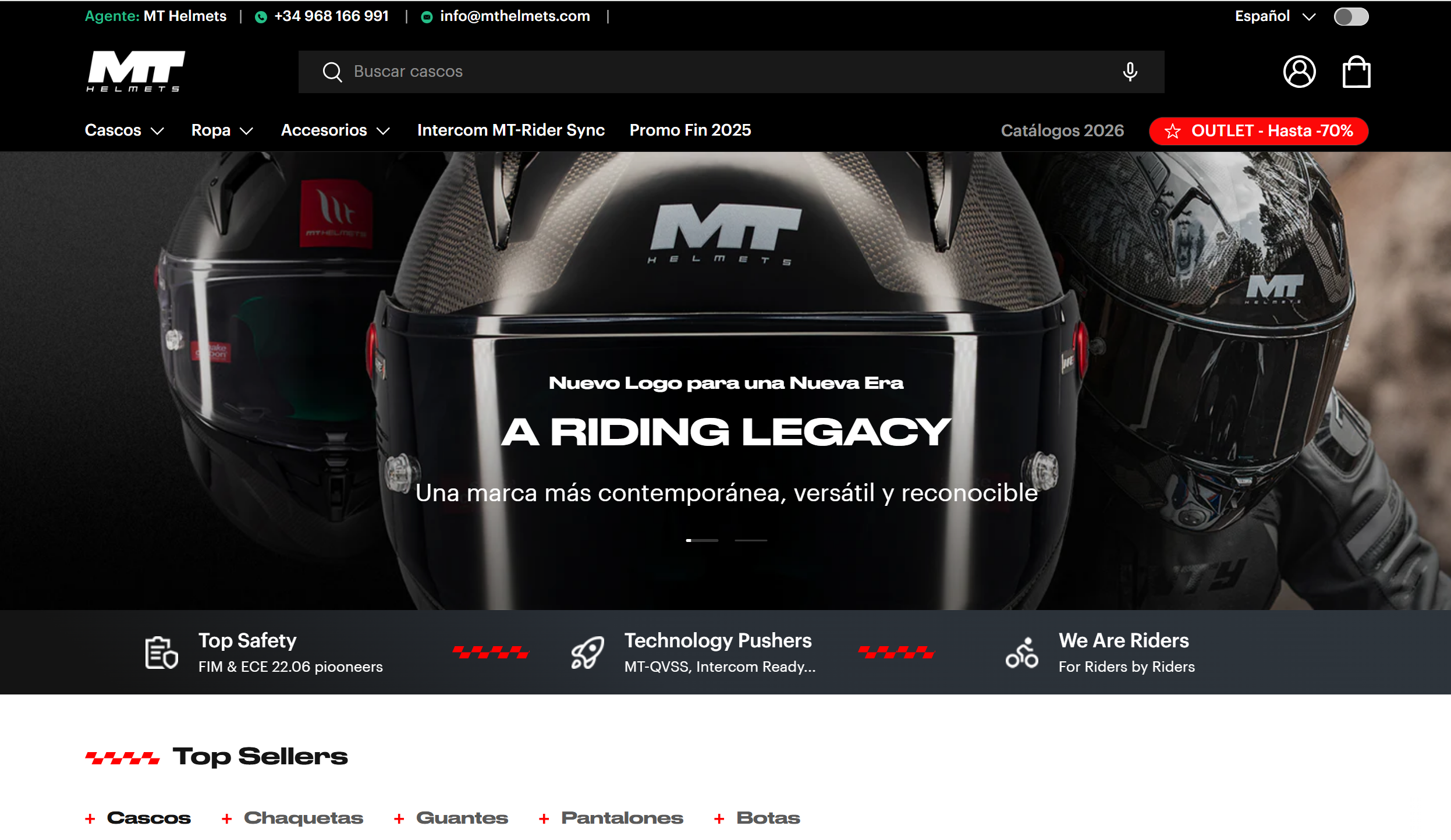 MT Helmets B2B storefront