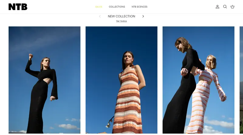 New collection carousel on Name The Brand's home page, with large product photography